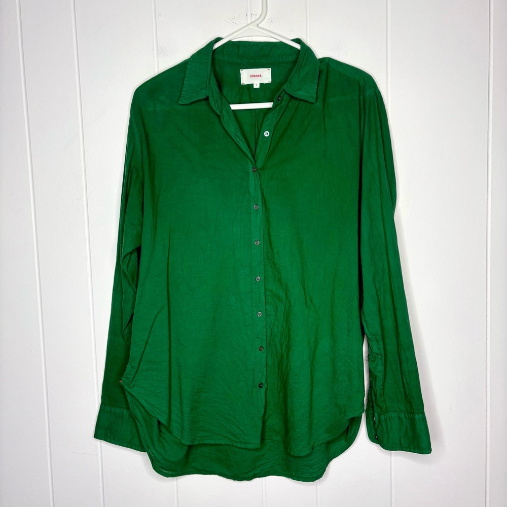 XIRENA BEAU ENAMEL SHIRT Green Cotton Women’s Size Small Casual Lightweight - Picture 2 of 6